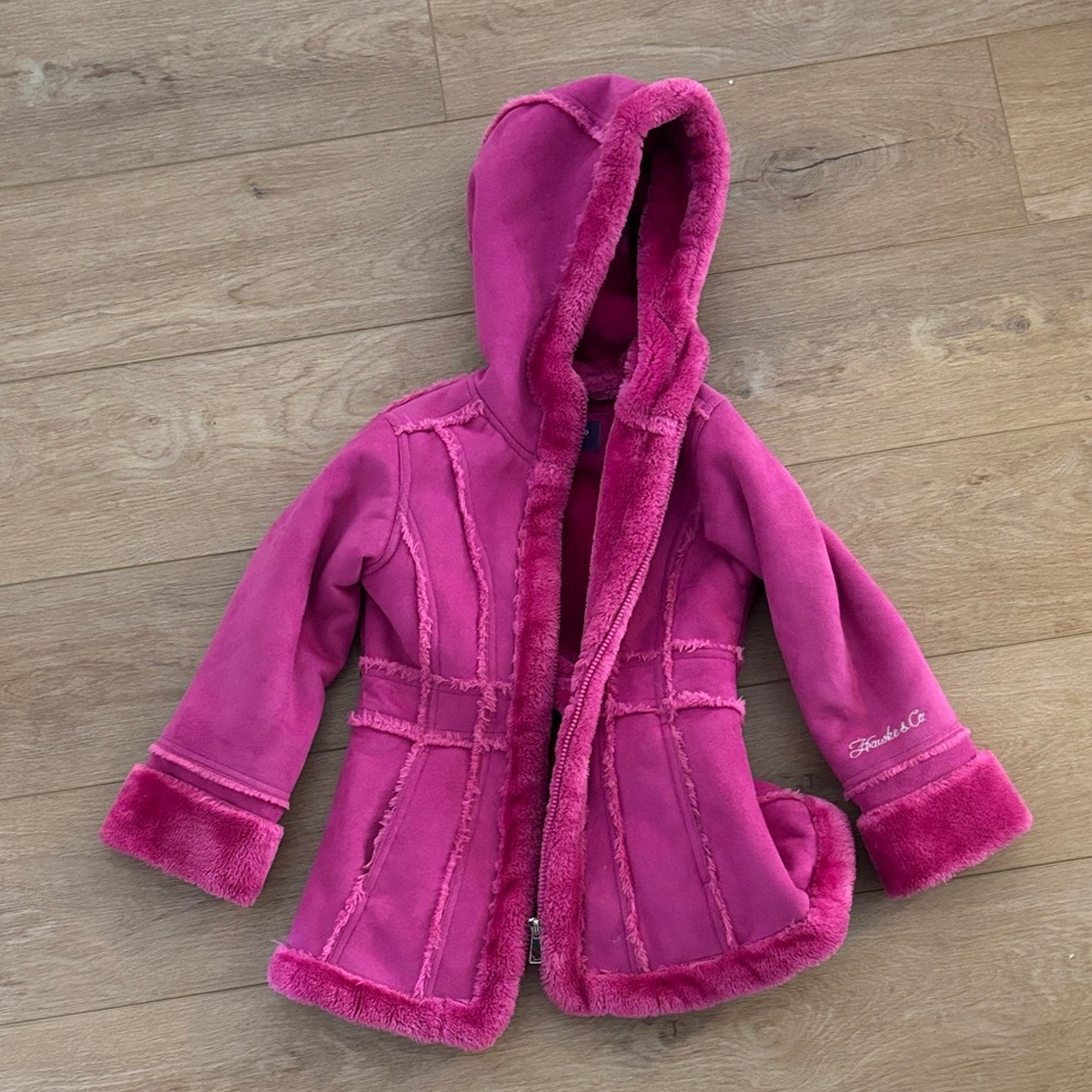 Hawke & Co Pink Hooded Faux-Sherpa Coat for Kids